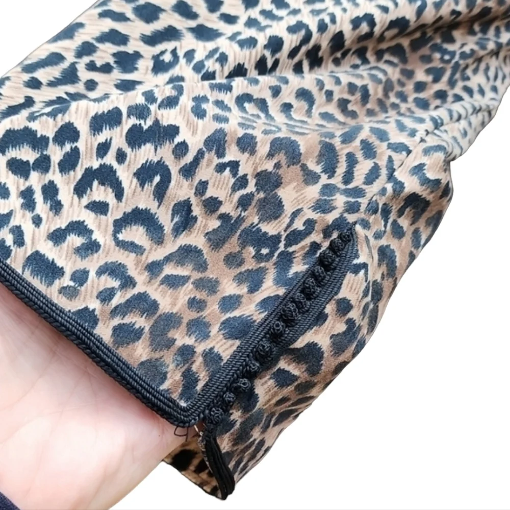VINTAGE HANDMADE Moroccan Kaftan XL 1X 2X Leopard Hooded Abaya Boho Luxe Robe - Picture 13 of 17